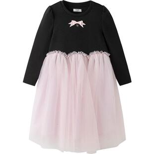 巴拉巴拉童装儿童裙子女童连衣裙2025秋新款中幼童甜美拼接网纱裙