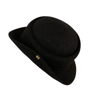 大头围法式复古毛呢卷边礼帽女冬季赫本风显脸小千金帽韩系渔夫帽