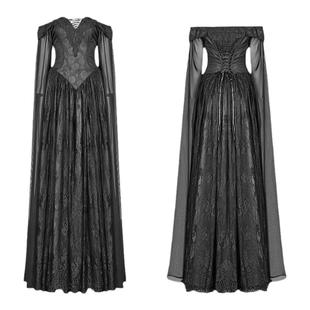 复古哥特风华丽连衣裙女维多利亚气质长裙斗篷袖一字领抹胸礼服裙