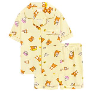 轻松熊Rilakkuma睡衣女夏季新款纯棉短袖短裤可爱卡通家居服套装