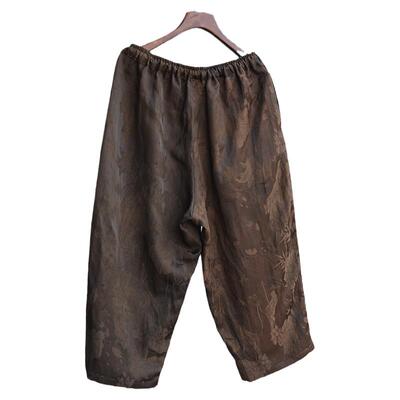 三世一木八分裤直筒裤国风提花