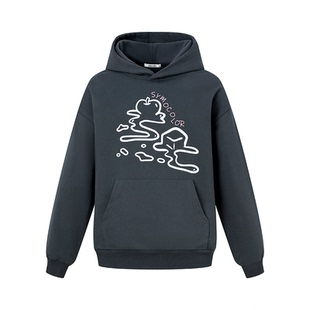 SYMOCOLOR 融化线条套头连帽卫衣男女复古美式帽衫潮牌高级感外套