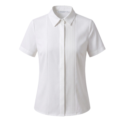 优柏白色雪纺衬衫女短袖夏季工作