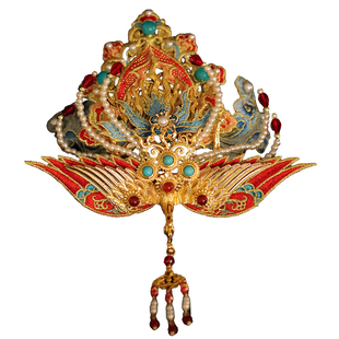 汉服头饰凤冠霞帔新娘凤凰头冠明制宋制婚服中式婚礼发冠手工新款