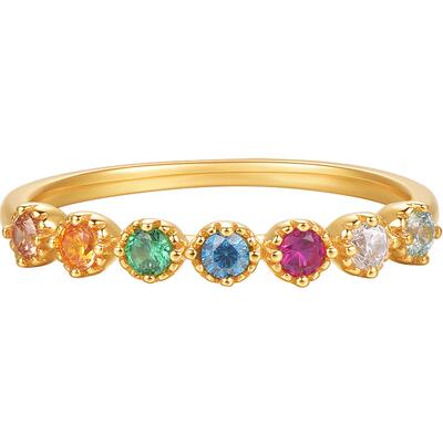 明牌珠宝18K金多巴胺彩糖戒指