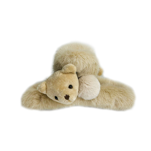 可爱毛绒小熊发量多抓夹女韩版百搭大号鲨鱼夹后脑勺盘发发夹头饰