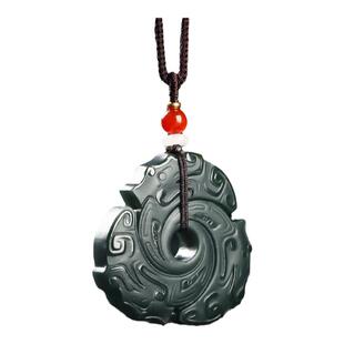 新疆和田玉塔青玉时来运转吊坠男女款挂件璇玑一级特细料双面精雕