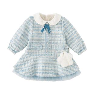 戴维贝拉儿童连衣裙秋冬装新款女童小香风裙子宝宝公主裙