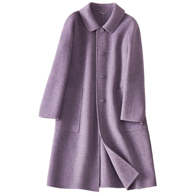 双面呢外套宽松外套中年羊绒大衣