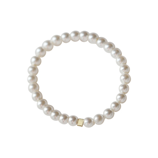 仿珍珠细戒指女时尚个性素圈小众设计感食指装饰网红复古14K注金