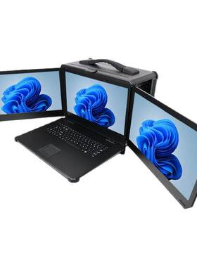 研涛三屏下翻式三防加固计算机RTX5000高性能移动图形工作站i7-14代便携式工控电脑4K屏幕应急指挥控制台终端