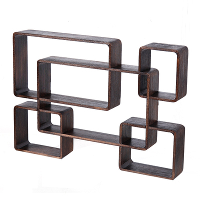 实木挂墙收纳展示架多宝格置物架