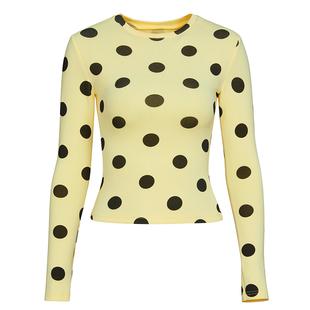 BlingCharm*休闲小圆领修身波点打底上衣半裙显瘦低腰包臀裙套装