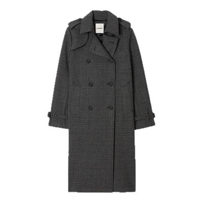 SANDRO女装法式翻领仿钻长外套