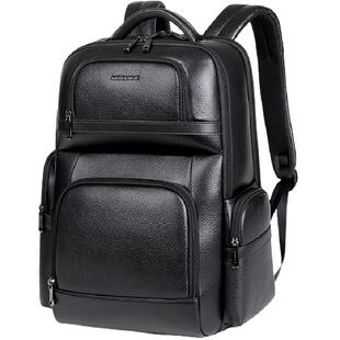 牛皮双肩包男士高端商务背包出差旅行大容量通勤包男包潮电脑包