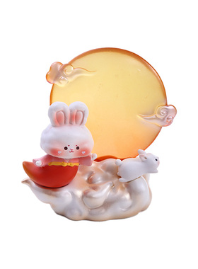 中秋月亮玉兔小夜灯摆件送客户