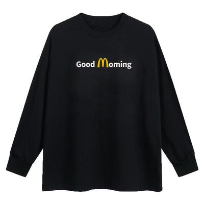 每个清晨字母印花长袖T恤宽松