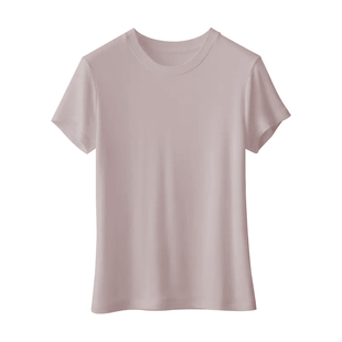 粉色莱塞尔天丝短袖t恤女2026新款宽松轻薄凉感小飞袖正肩上衣夏