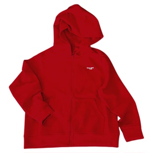 claragirls女童连帽外套2025秋新款儿童轻盈透气弹力宽松红色卫衣