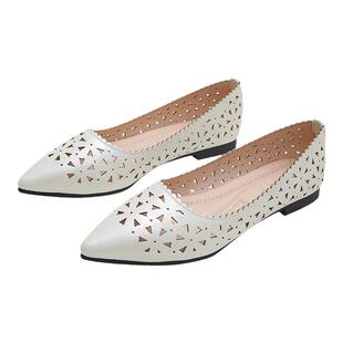 瓢鞋女夏2026新款平底镂空单鞋洞洞鞋尖头包头凉鞋大码女鞋41到43