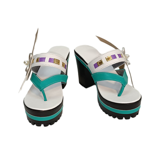 cosplay鞋子原神八重魈子神子cos鞋定制高跟增高绿色万用来图定做