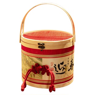 2026马年新年新款中式手提竹篮礼盒包装盒春节烘焙伴手礼品盒空盒