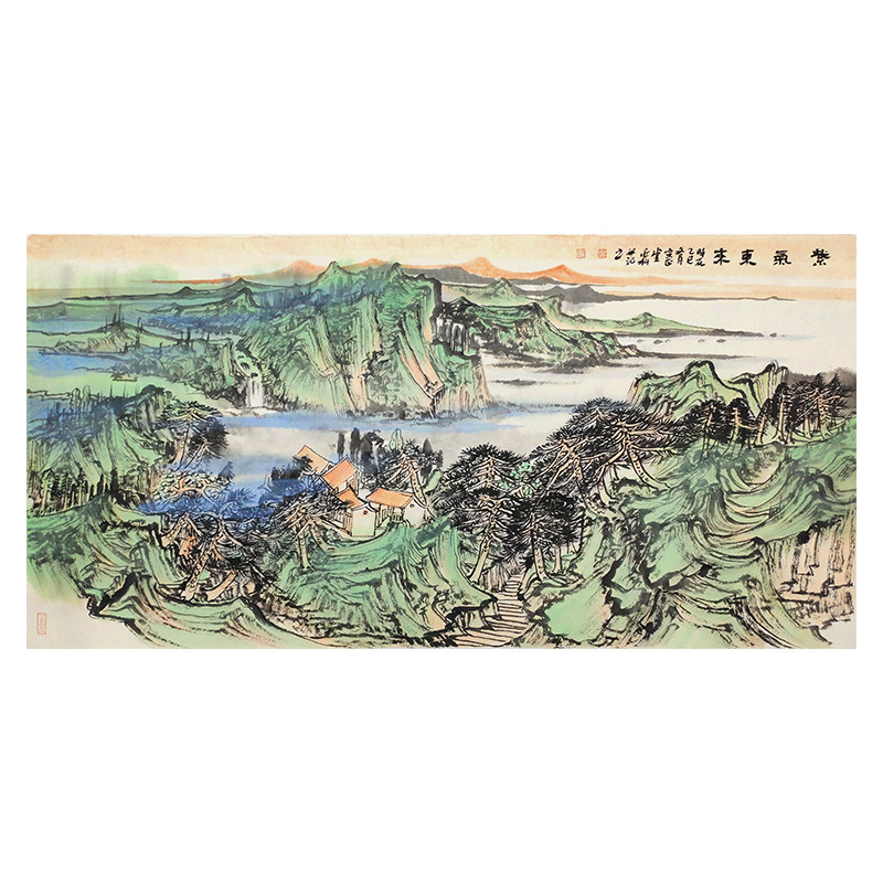 孤品名家手绘紫气东来山水国画