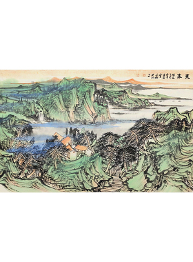 孤品名家手绘紫气东来山水国画