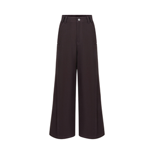 RUSTLE 老钱色系高级感修腿 中高腰宽松休闲工装裤直筒裤女