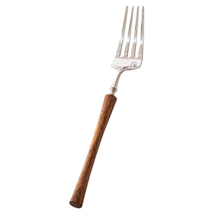 304不锈钢北欧风轻奢复古西餐木柄刀叉甜品勺叉圆汤勺高颜值餐具