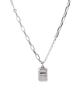 s925纯银方牌项链女轻奢小众设计感拼接毛衣链长款高级感配饰品潮