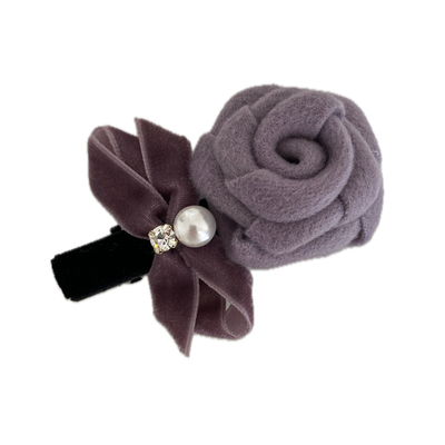 气质高级感绒面花朵鸭嘴夹