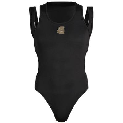 455emble高弹紧身网纱露背露腰镂空双肩带两穿连体背心连体上衣