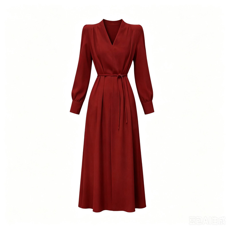 轻奢高级感礼服连衣裙2026春秋新款法式复古气质中长裙女红色长袖