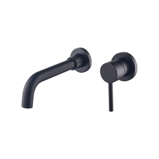 pcooy极简枪灰热熔一体预埋嵌入式暗装入墙式面盆冷热墙出水龙头