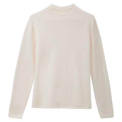 达佳诗白色针织衫女2025新款冬半高领羊毛打底衫修身质感内搭毛衣