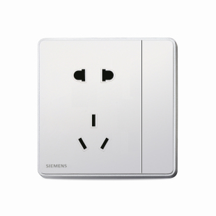 西门子五孔带开关厨房插座面板睿致钛银1开5孔86型二三眼墙壁家用