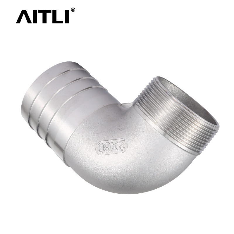 304不锈钢外丝宝塔弯头90°外螺纹弯头转软管外牙皮接弯头4分6分