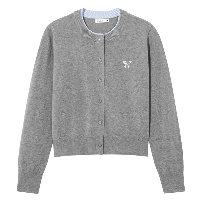 热风女士长袖针织衫内搭上衣2025年秋季新款气质感圆领开衫外套