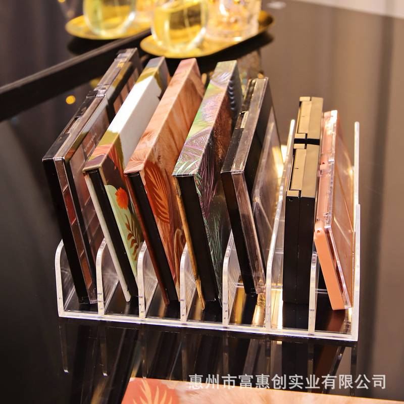 粉饼眼影盘收纳盒彩妆腮红多格格桌面透明7盒架子展示塑料化妆品