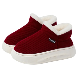 包跟棉拖鞋女冬季情侣室内居家用防滑毛绒加厚底保暖带后跟棉鞋男