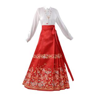 原创明制汉服女改良新中式国风马面裙日常套装2024春装新款拜年服