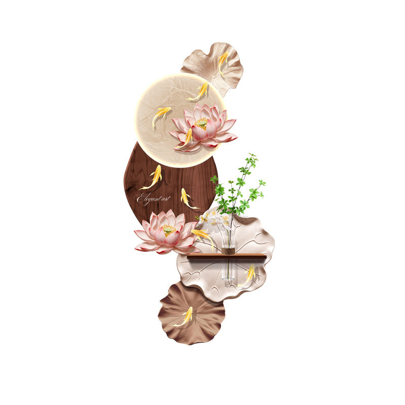 中古风九鱼图玄关对门挂画