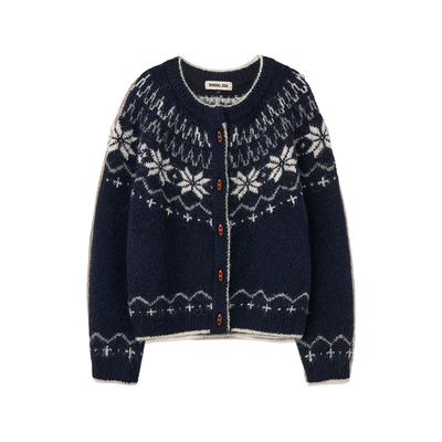 GENERAL IDEA BY BUMSUK费尔岛毛衣羊毛混纺北欧风粗呢开衫外套女