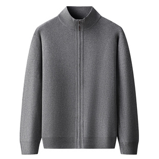 杉杉纯棉2025秋冬新款大码男士针织开衫立领商务毛线衣保暖外套