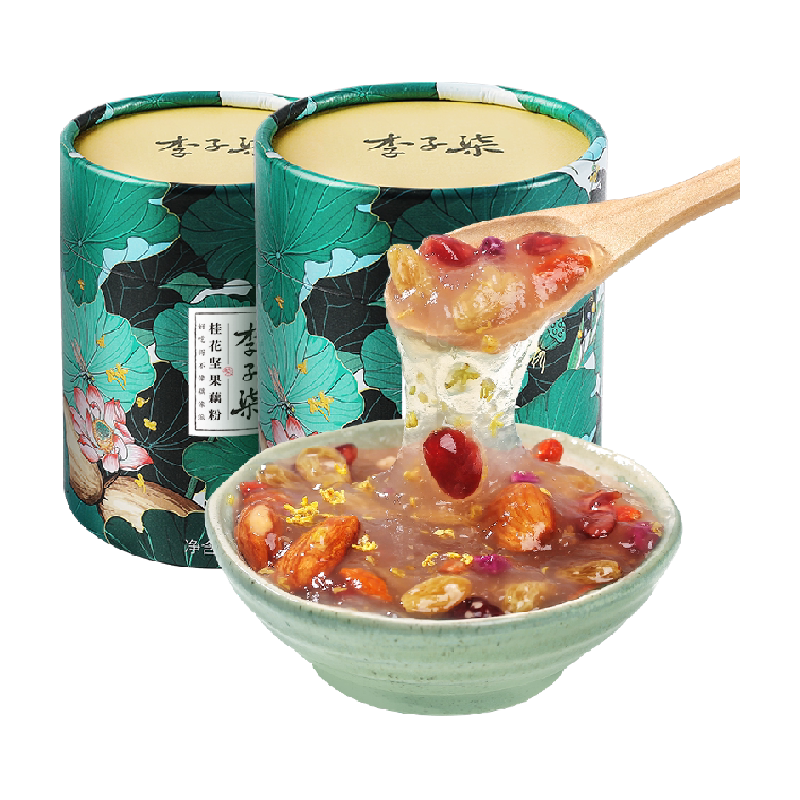 李子柒桂花坚果藕粉纯藕粉坚果羹营养早餐代餐食品速食258g×2罐
