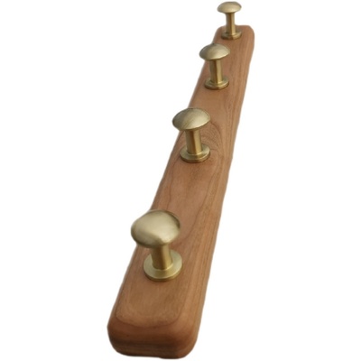 黑胡桃实木黄铜门后墙壁挂式挂衣架免打孔衣帽挂衣柜瓷砖一排挂钩