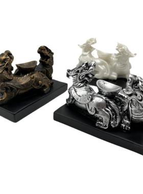 树脂龙摆件水晶球底座金蟾鲤鱼祥瑞神兽龙龟貔貅家居桌面摆件装饰
