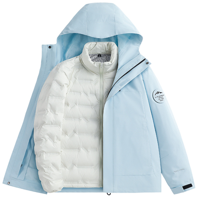 稻草人羽绒服冲锋衣女款2025新款冬季户外三合一内胆滑雪服外套男