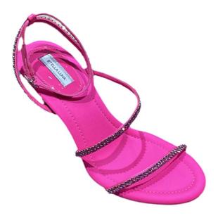 露娜女鞋SL春夏高跟露趾凉鞋女镶钻时装绕带搭裙子凉鞋女SL122013